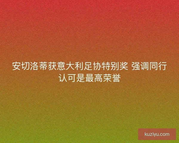 安切洛蒂获意大利足协特别奖 强调同行认可是最高荣誉