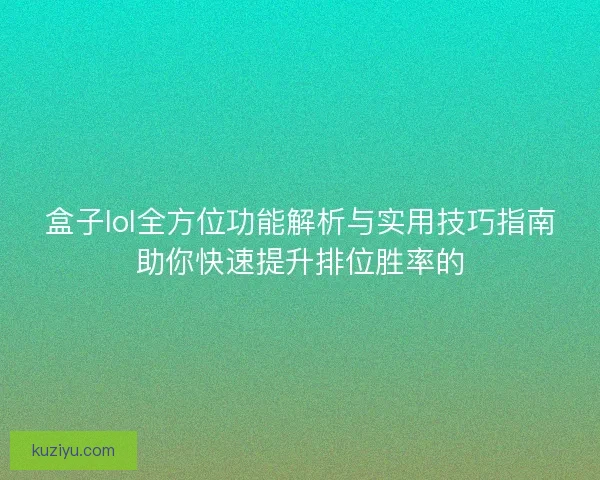 盒子lol全方位功能解析与实用技巧指南助你快速提升排位胜率的